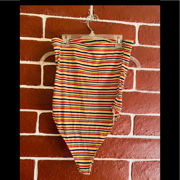 Multicolor Striped Tube Top Body Suit - Picture 2 of 4